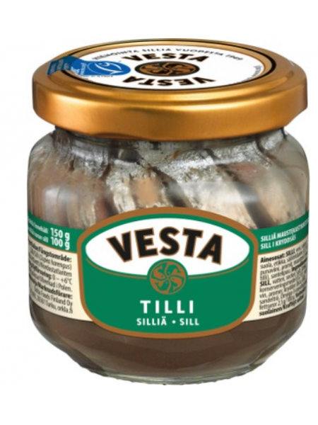 Кусочки селедки с укропом Vesta Msc Silliä Tillikastikkeessa 150/100г в стекле