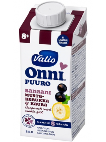 Каша Valio Onni Banaani-Mustaherukkakaurapuuro Uht 215г черная смородина банан