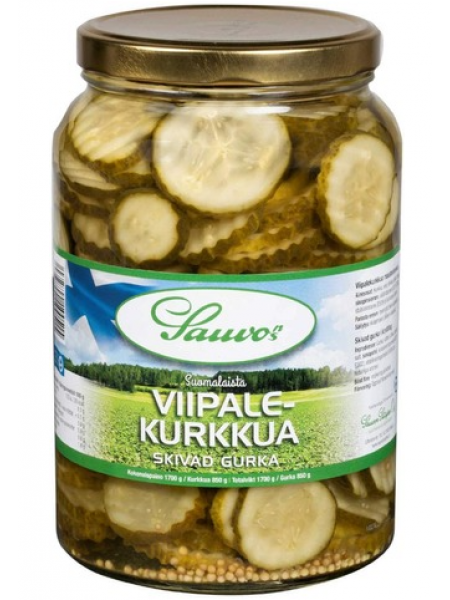 Резанные огурцы в пряном маринаде Sauvon Viipaloituja Kurkkuja 1700/850г