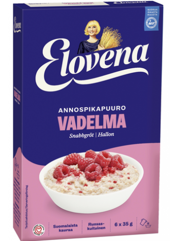 Овсяная каша с малиной быстрого приготовления Elovena Vadelma Annospikapuuro 6х35г 210г