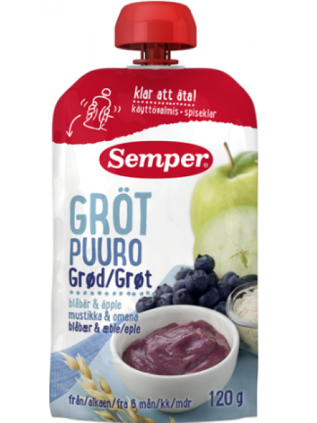 Каша черника и яблоко Semper Puuro Mustikka & Omena 120 г с 6 месяцев
