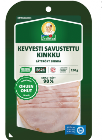 Копченая ветчина Snellman kevyesti savustettu kinkku 150г в нарезке