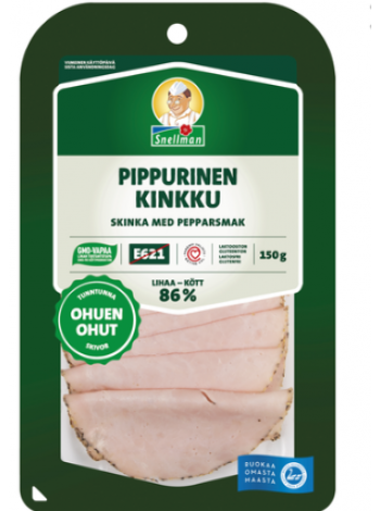 Ветчина Snellman pippurinen kinkku 150г с черным перцем нарезка