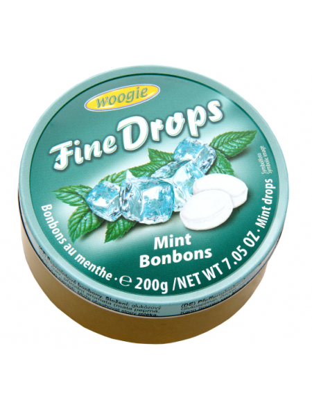 Леденцы Woogie Fine Drops Mint 200г мятные в ж/б