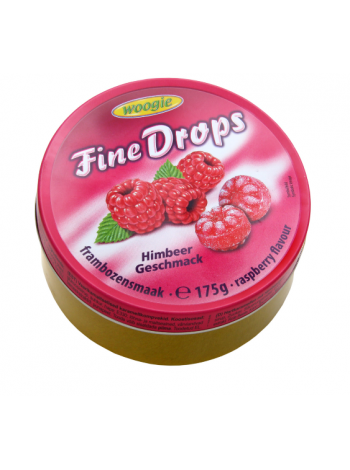 Леденцы Woogie Fine Drops Raspberry 175г малина в ж/б