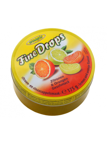 Леденцы Woogie Fine Drops Lemon and Orange 175г лимон апельсин в ж/б