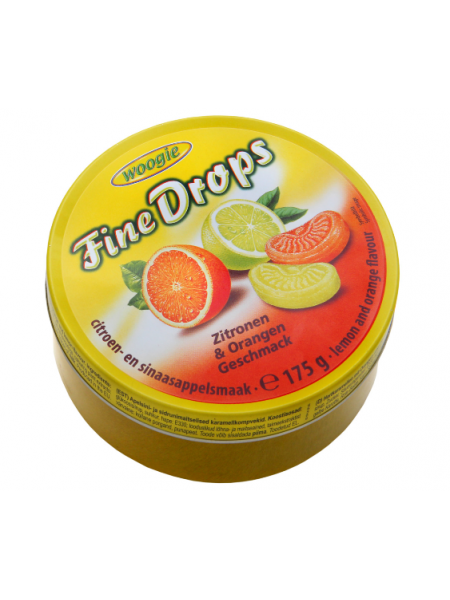 Леденцы Woogie Fine Drops Lemon and Orange 175г лимон апельсин в ж/б