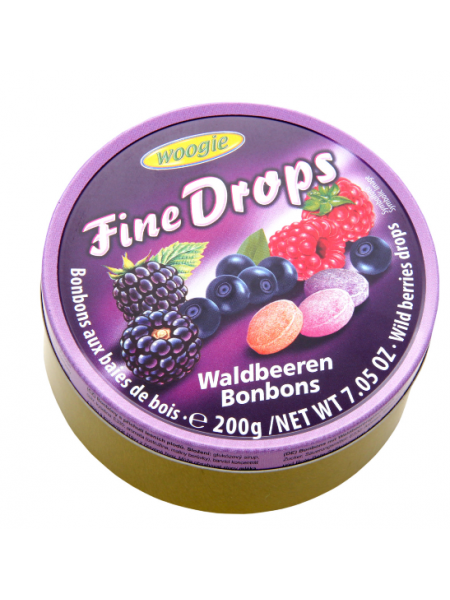 Леденцы Woogie Fine Drops Waldbeeren 200г лесные ягоды в ж/б