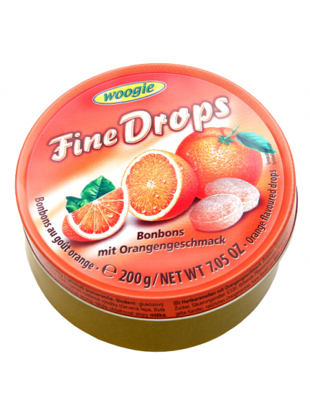 Леденцы Woogie Fine Drops Orange 200г апельсин в ж/б