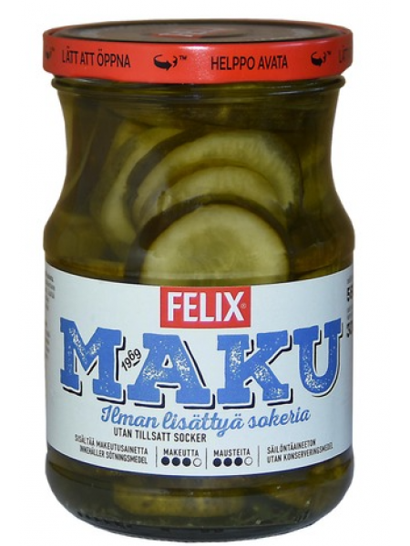 Резанные огурцы в специях без добавления сахара Felix Maku Viipaloituja Kurkkuja Sokeria 560 / 300 г 