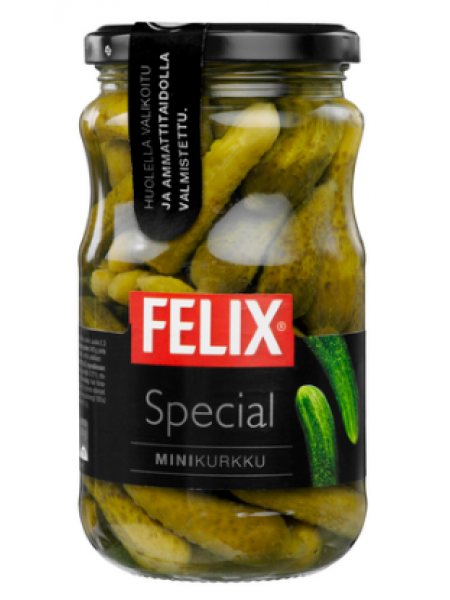 Маринованные мини огурчики Felix Special minikurkku kokonaisia kurkkuja mausteliemessä 340/190г