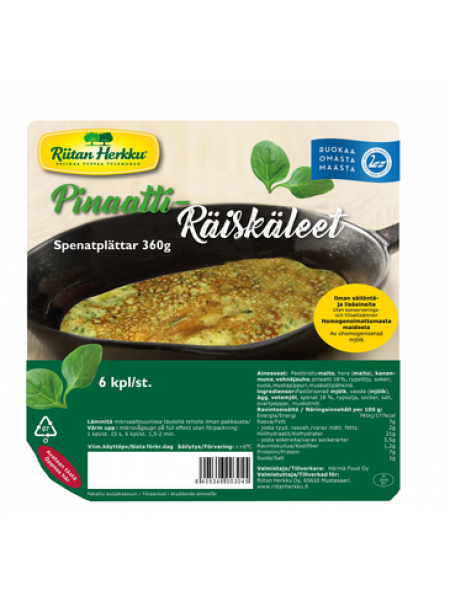 Шпинатные оладьи Riitan Herkku Pinaatti Räiskäleet 360г
